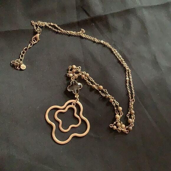 New Gold and brown chain sparkle necklace - Picture 2 of 3